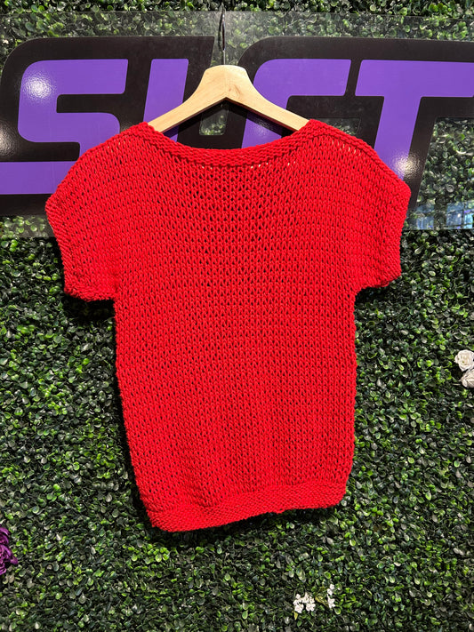Vintage Knit Sweater Short-Sleeve Top. Size S/M
