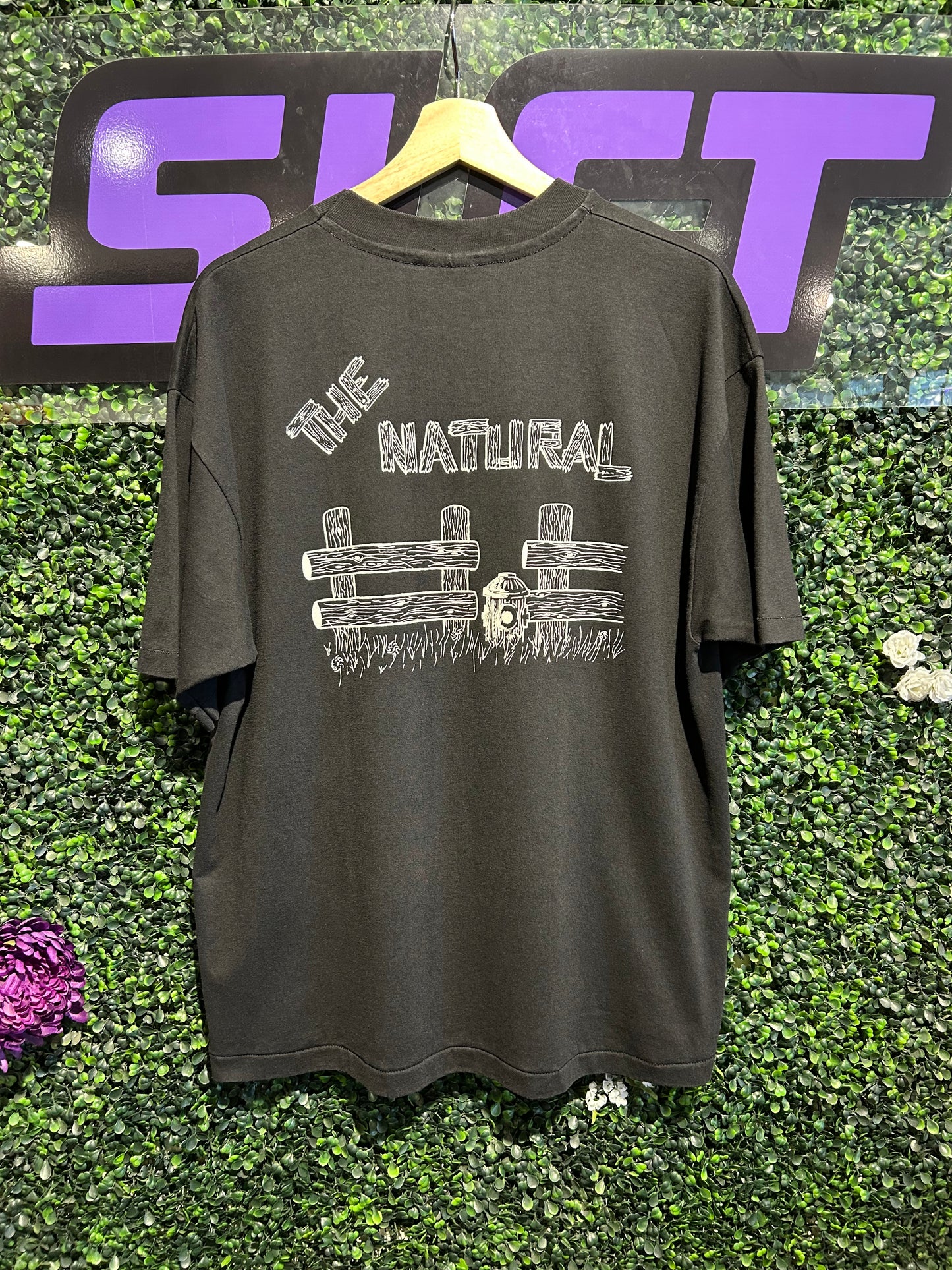 80s White Black Front Back Right Left The Natural T-Shirt. Size L/XL