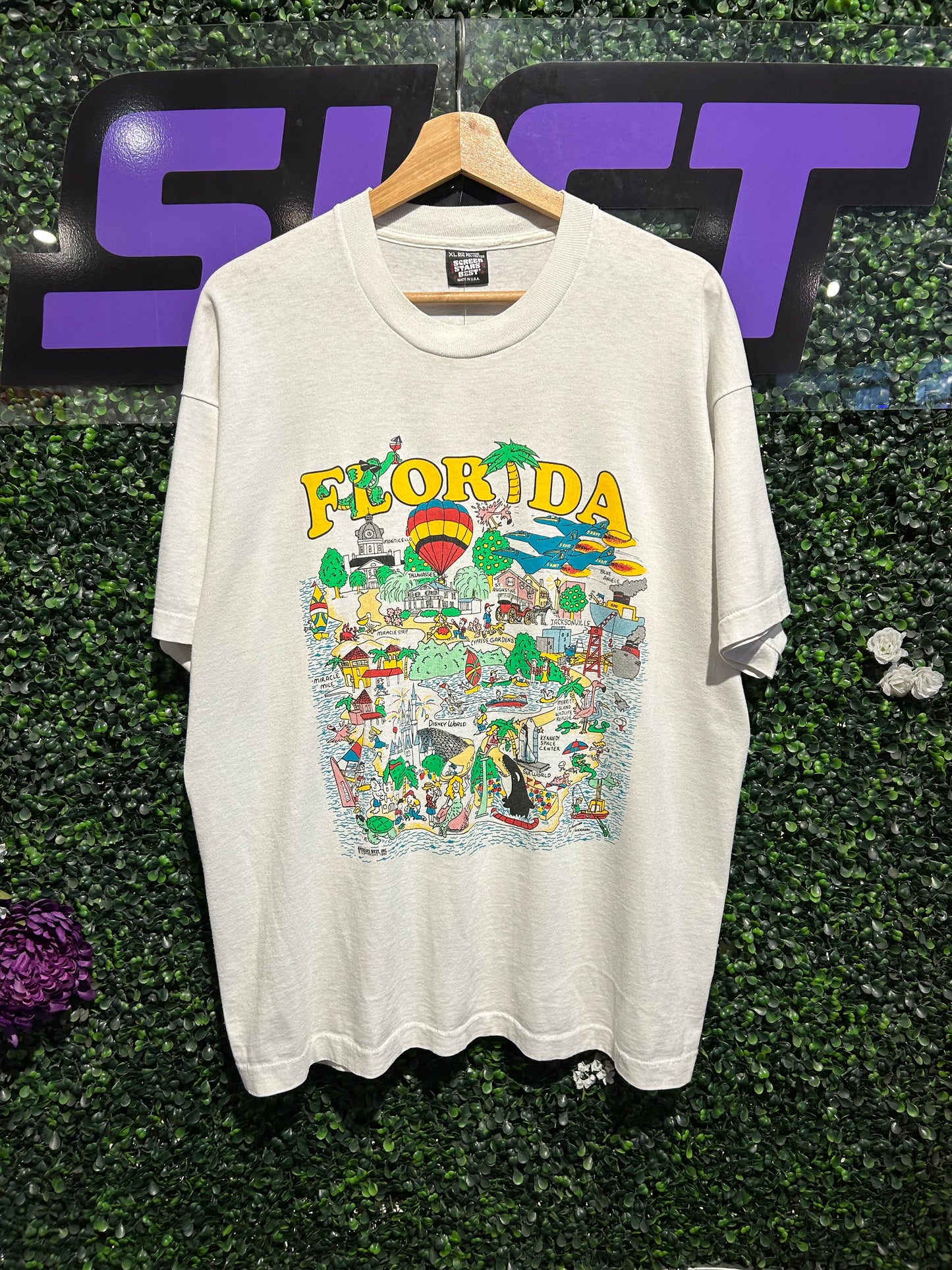 1992 Florida Double-Sided Map T-Shirt. Size L/XL