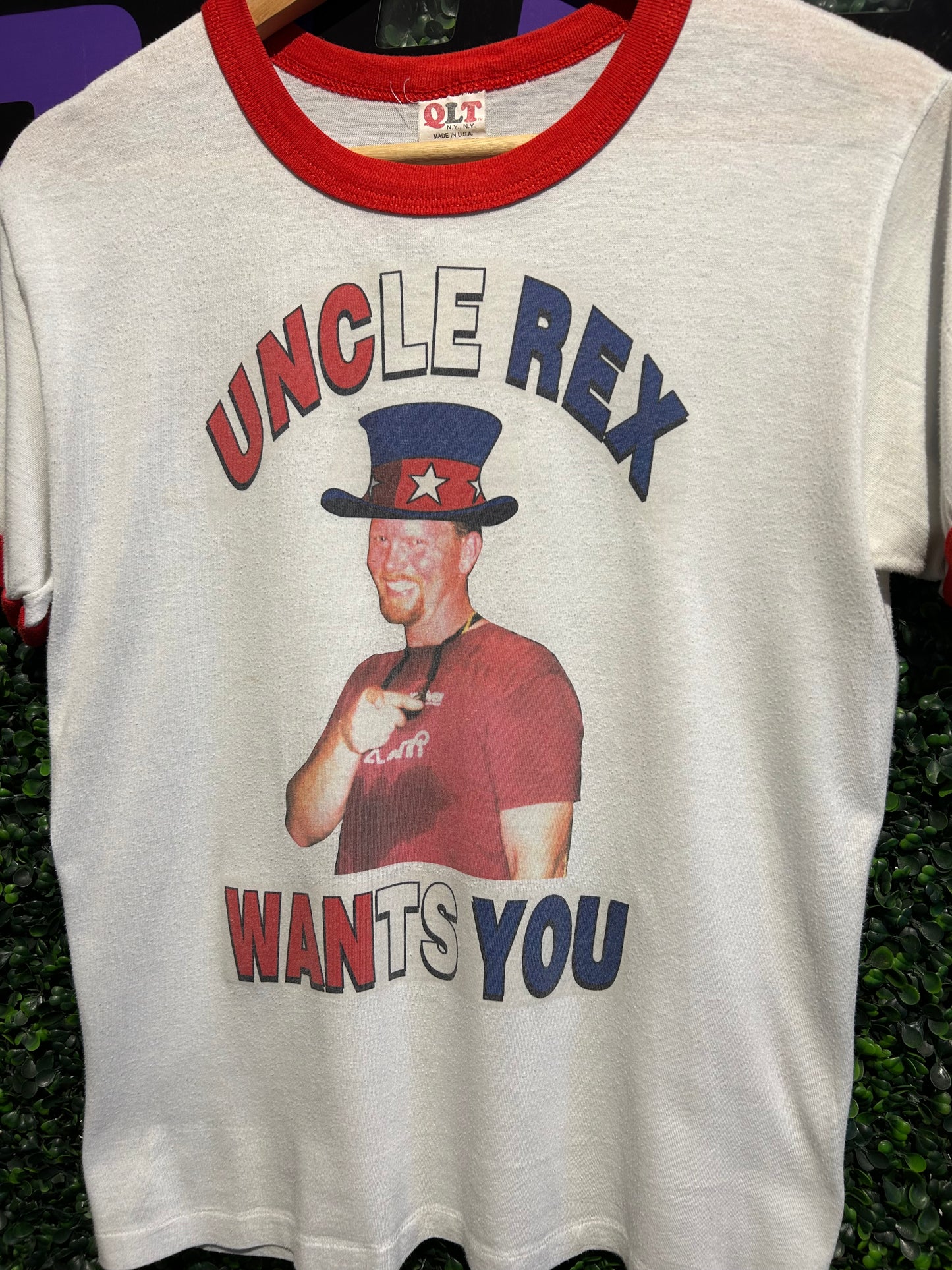 80s Uncle Rex Wants You Ringer T-Shirt. Size S/M
