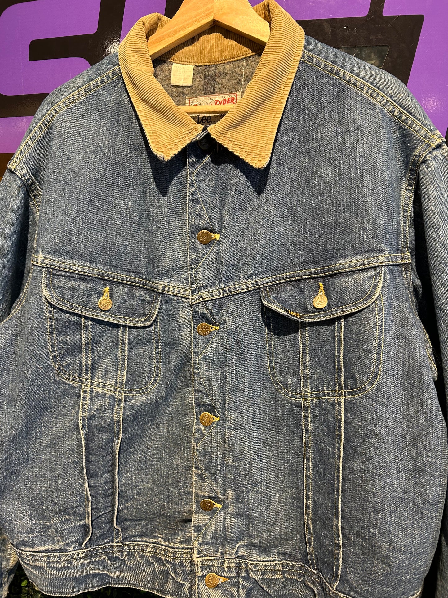70s Lee Storm Rider Blanked-Lined Union-Made Denim Jacket. Size Large