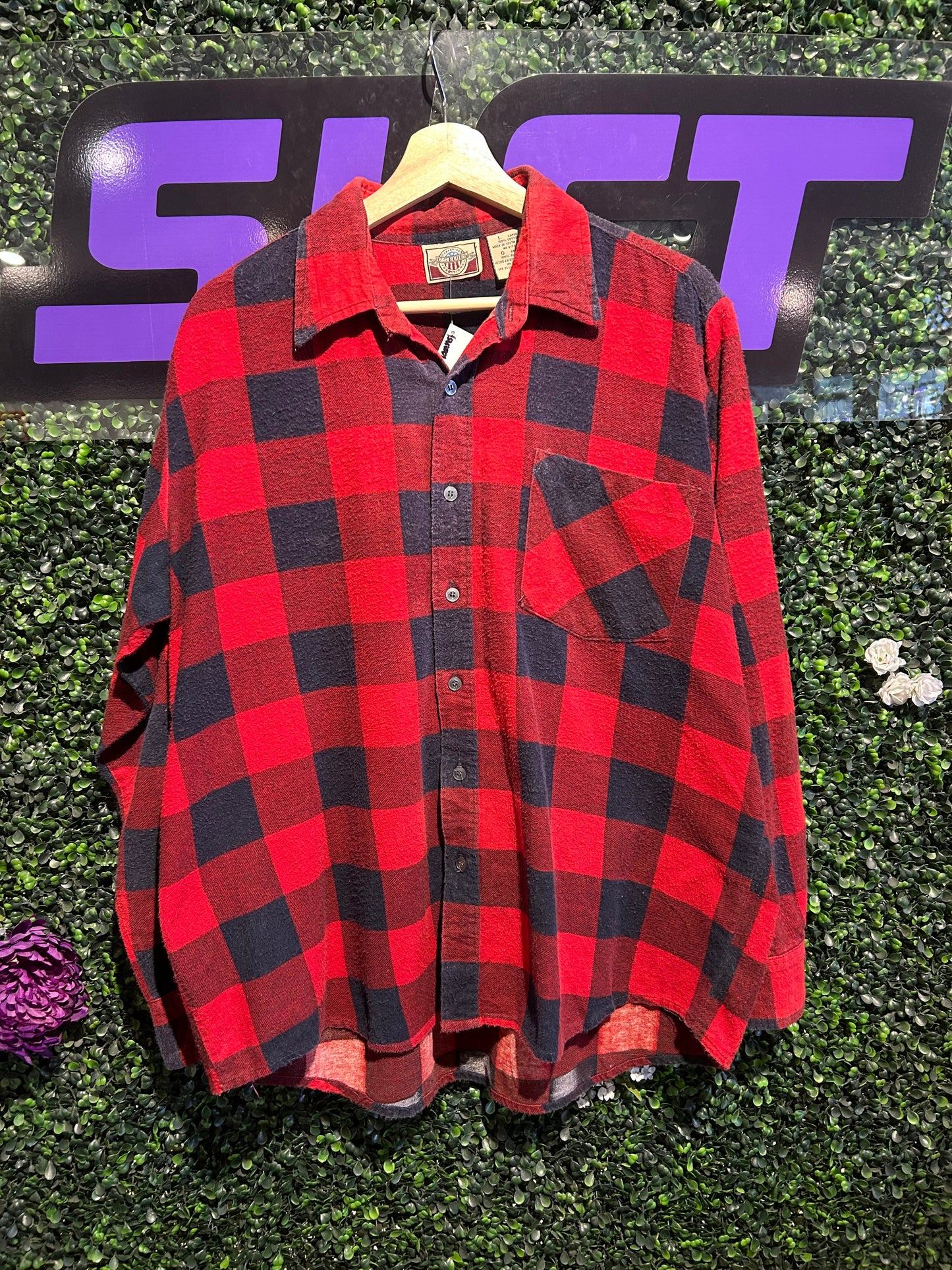 00s US Blues Button-Up Flannel Shirt. Size Large