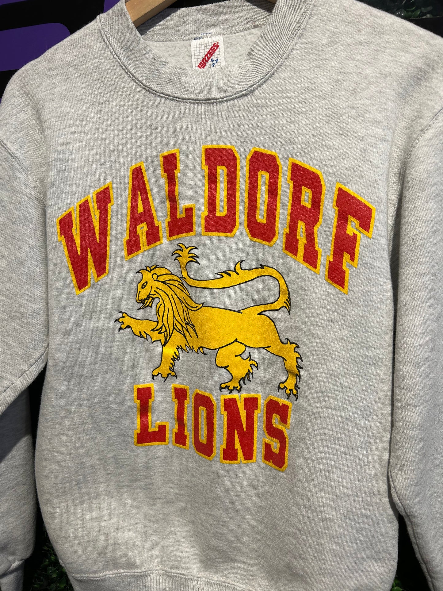 90s Waldorf Lions Crewneck. Size Small