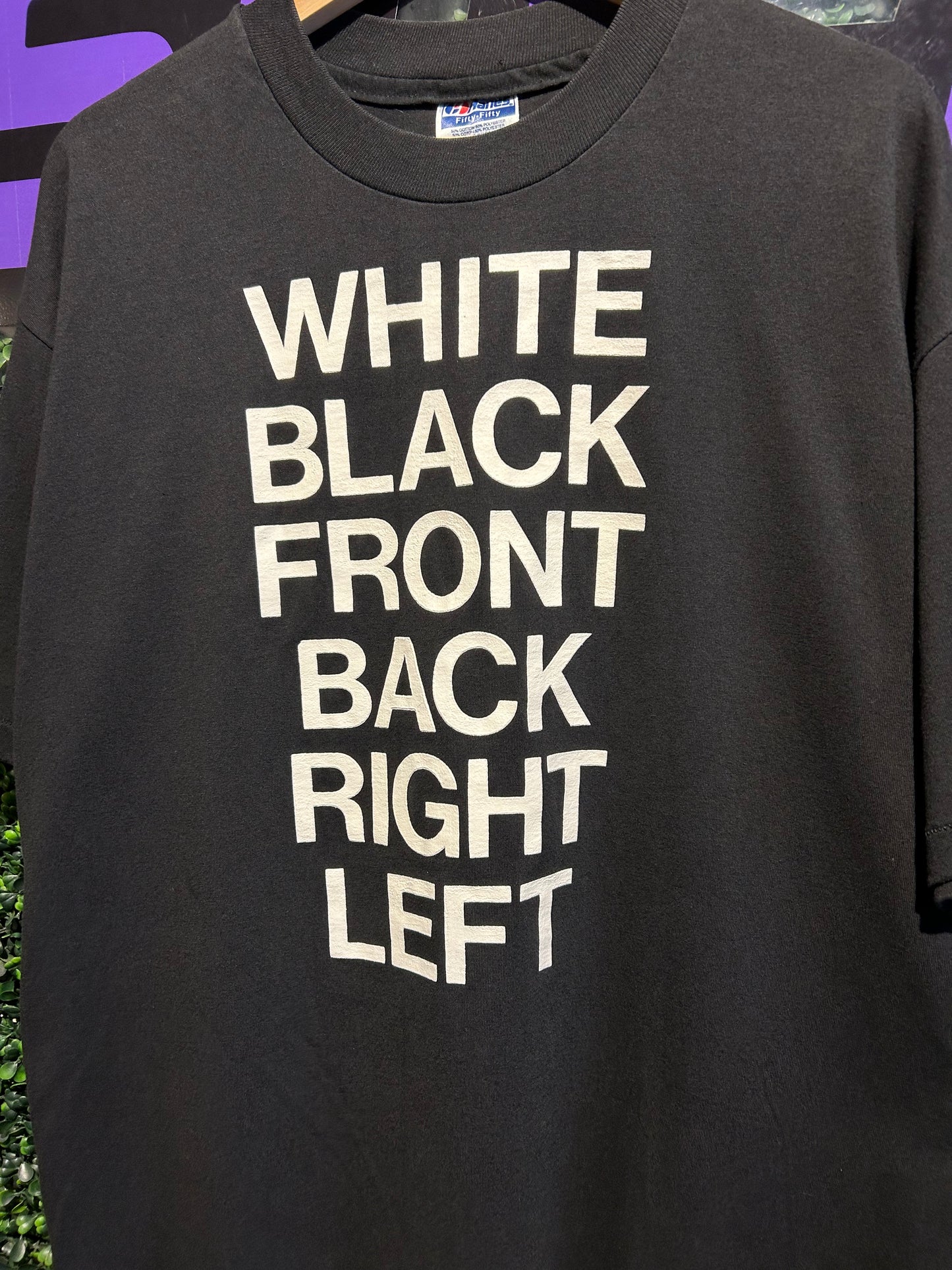 80s White Black Front Back Right Left The Natural T-Shirt. Size L/XL