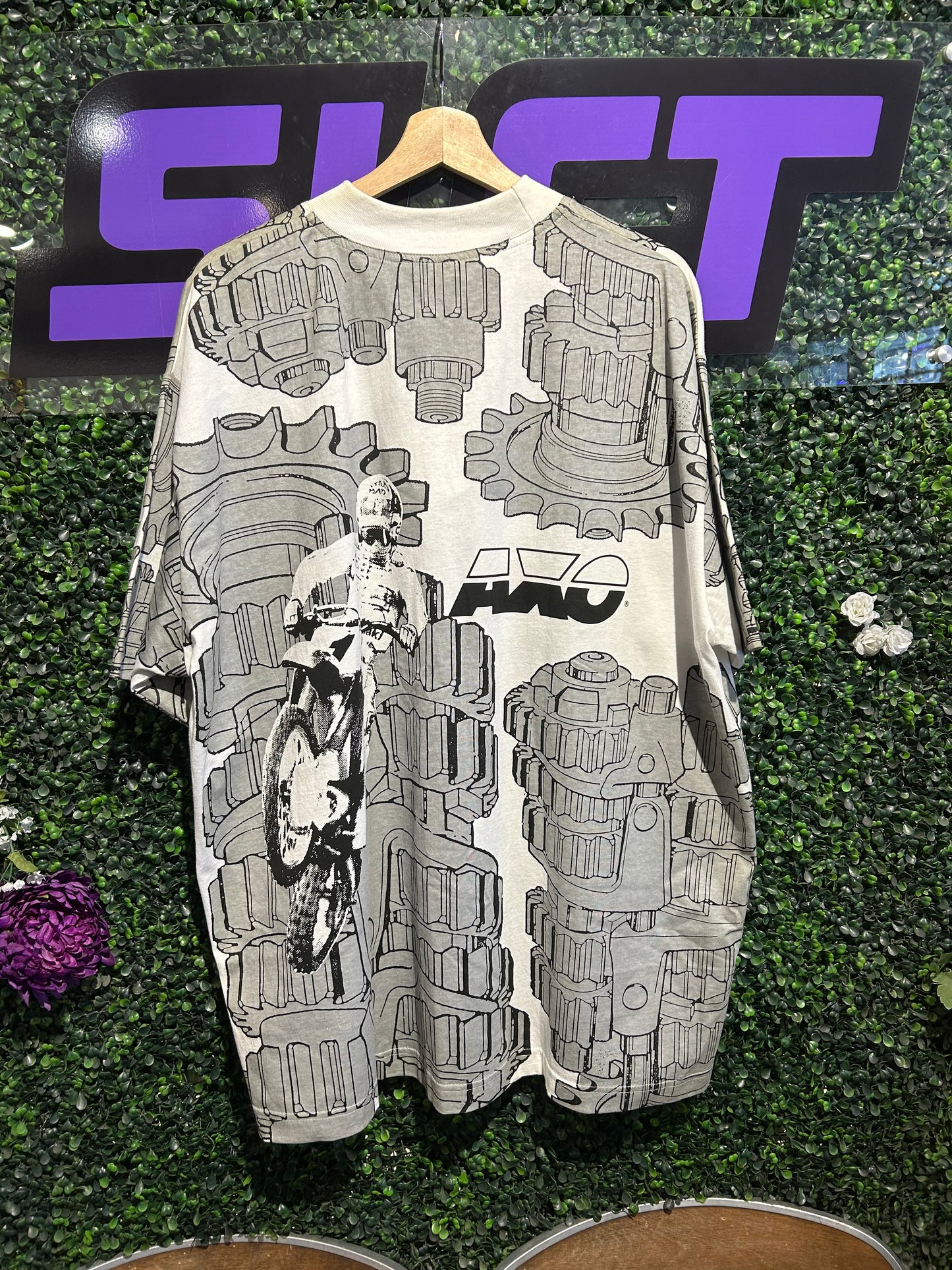 1990 AXO Motorbike All-Over-Print T-Shirt. Size XL