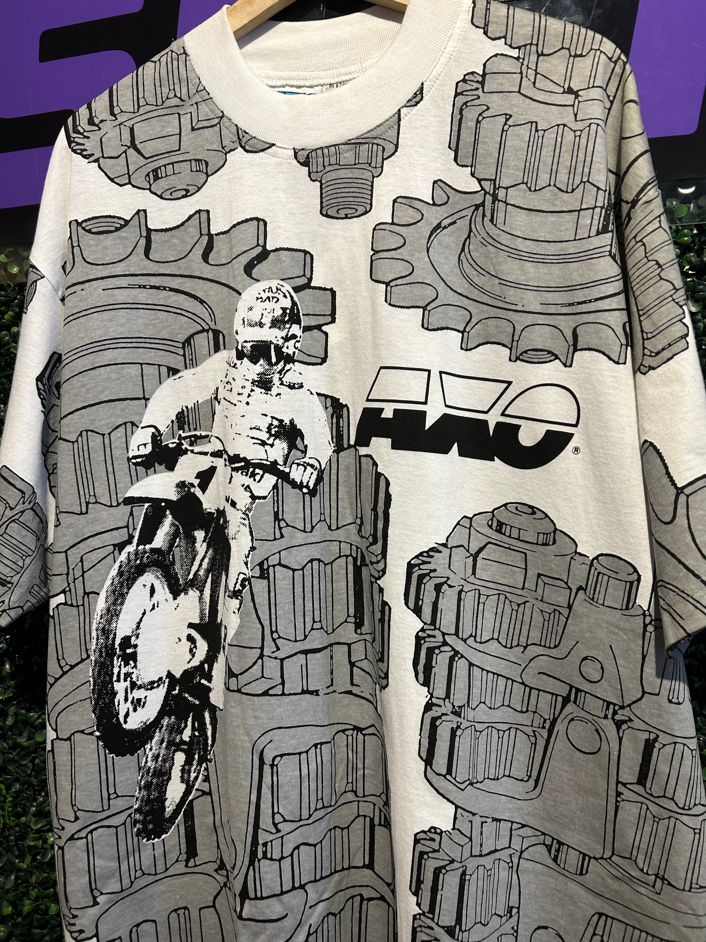 1990 AXO Motorbike All-Over-Print T-Shirt. Size XL