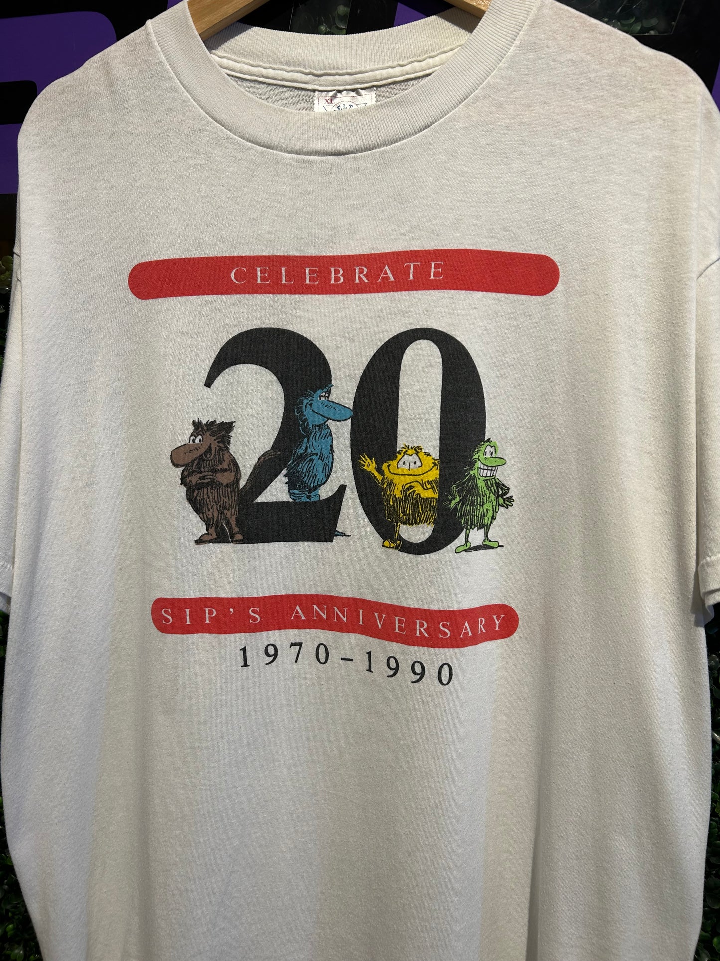 1990 Sip’s 20th Anniversary T-Shirt. Size L/XL