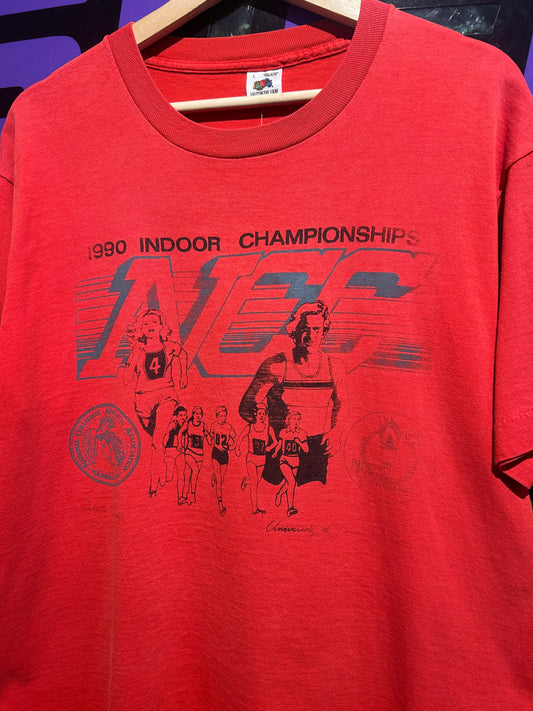 1990 NCS Indoor Running Championship T-Shirt. Size Large