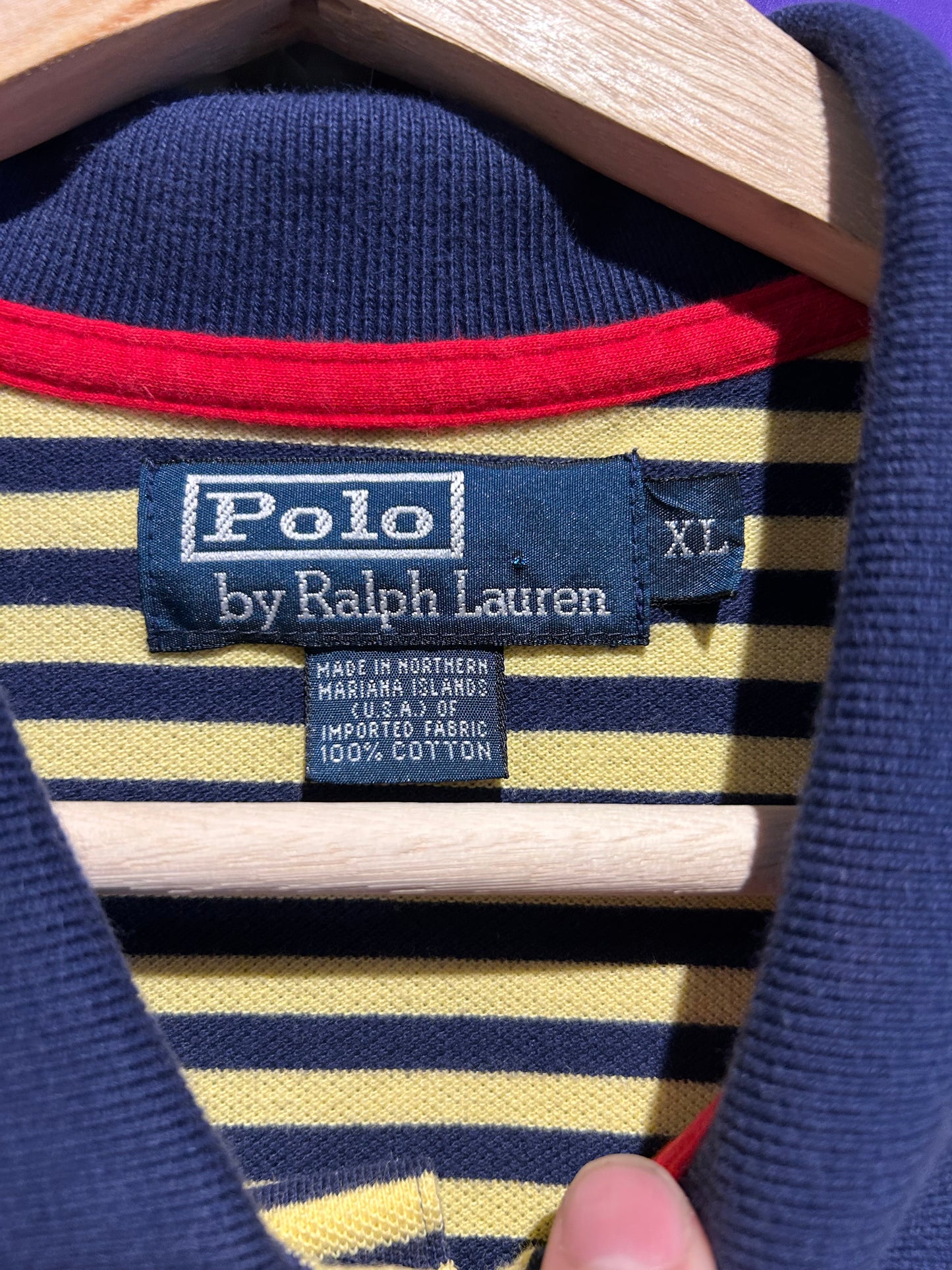 Vintage Striped Polo Ralph Lauren Polo Shirt. Size XL