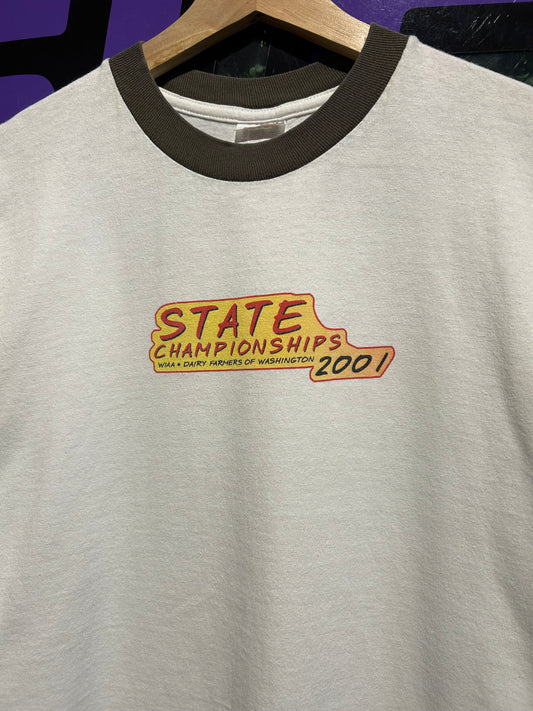 2001 Basketball State Championship Ringer T-Shirt. Size Small
