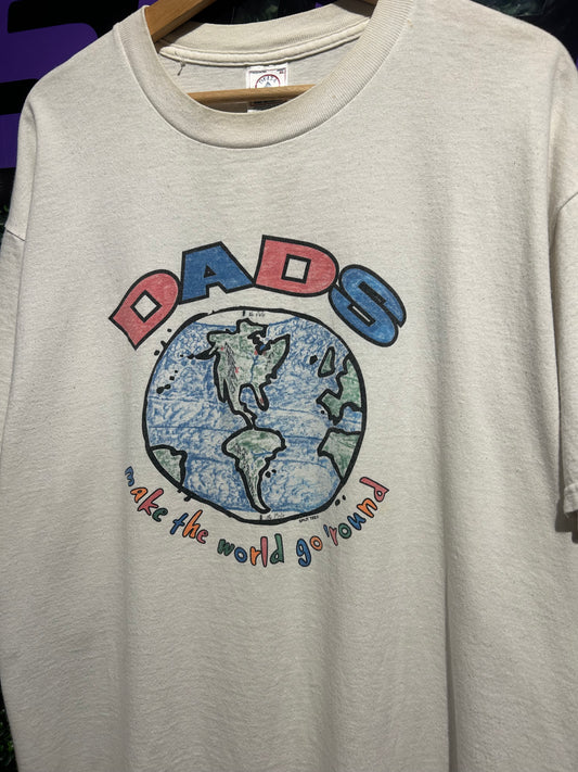 90s Dad’s Make The World Go ‘Round T-Shirt. Size XL