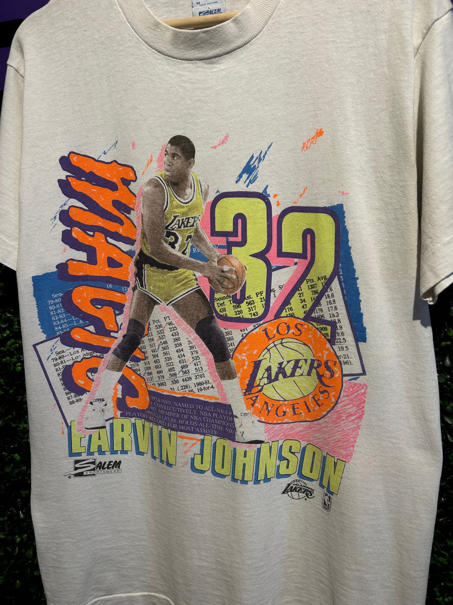 90s Magic Johnson Los Angeles Lakers Salem Sportswear T-Shirt. Size Medium