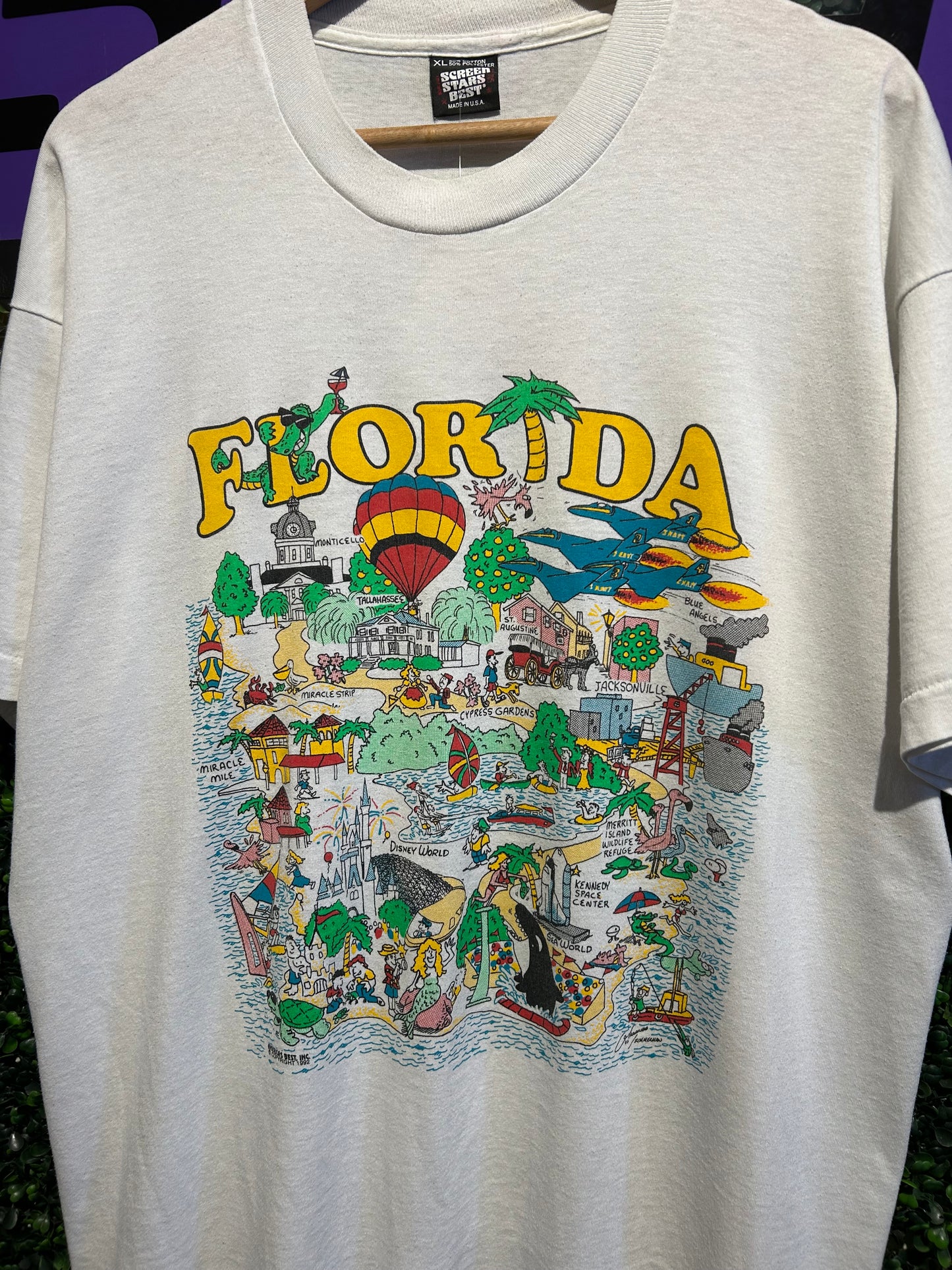1992 Florida Double-Sided Map T-Shirt. Size L/XL