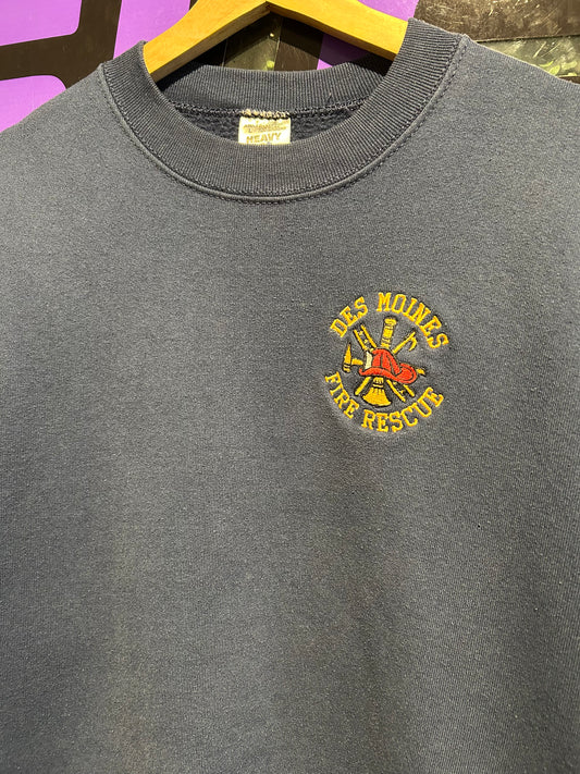 90s Des Moines Fire Rescue Crewneck. Size Large
