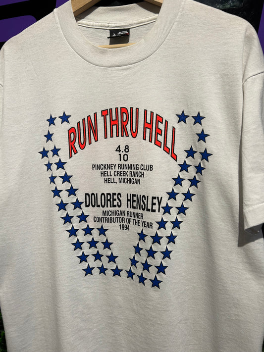1994 I Ran Thru Hell T-Shirt. Size Large