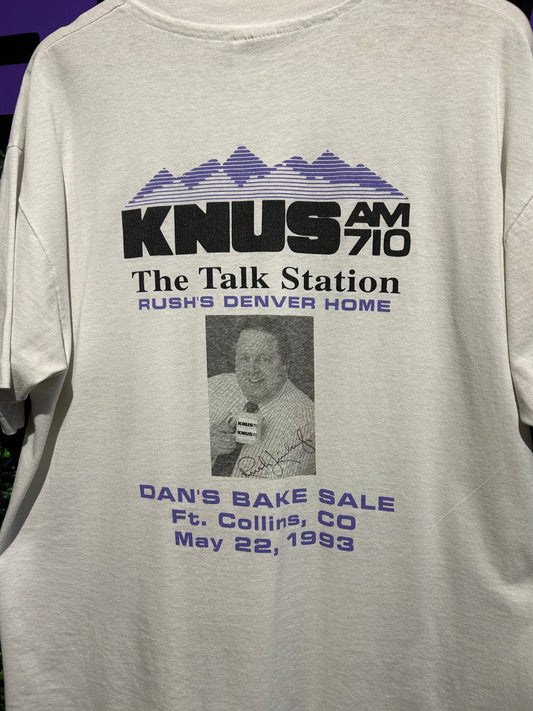 1993 KNUS Denver Radio Talk Station T-Shirt. Size L/XL