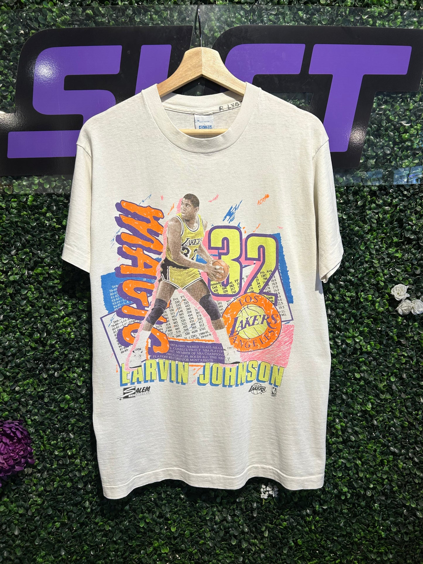 90s Magic Johnson Los Angeles Lakers Salem Sportswear T-Shirt. Size Medium