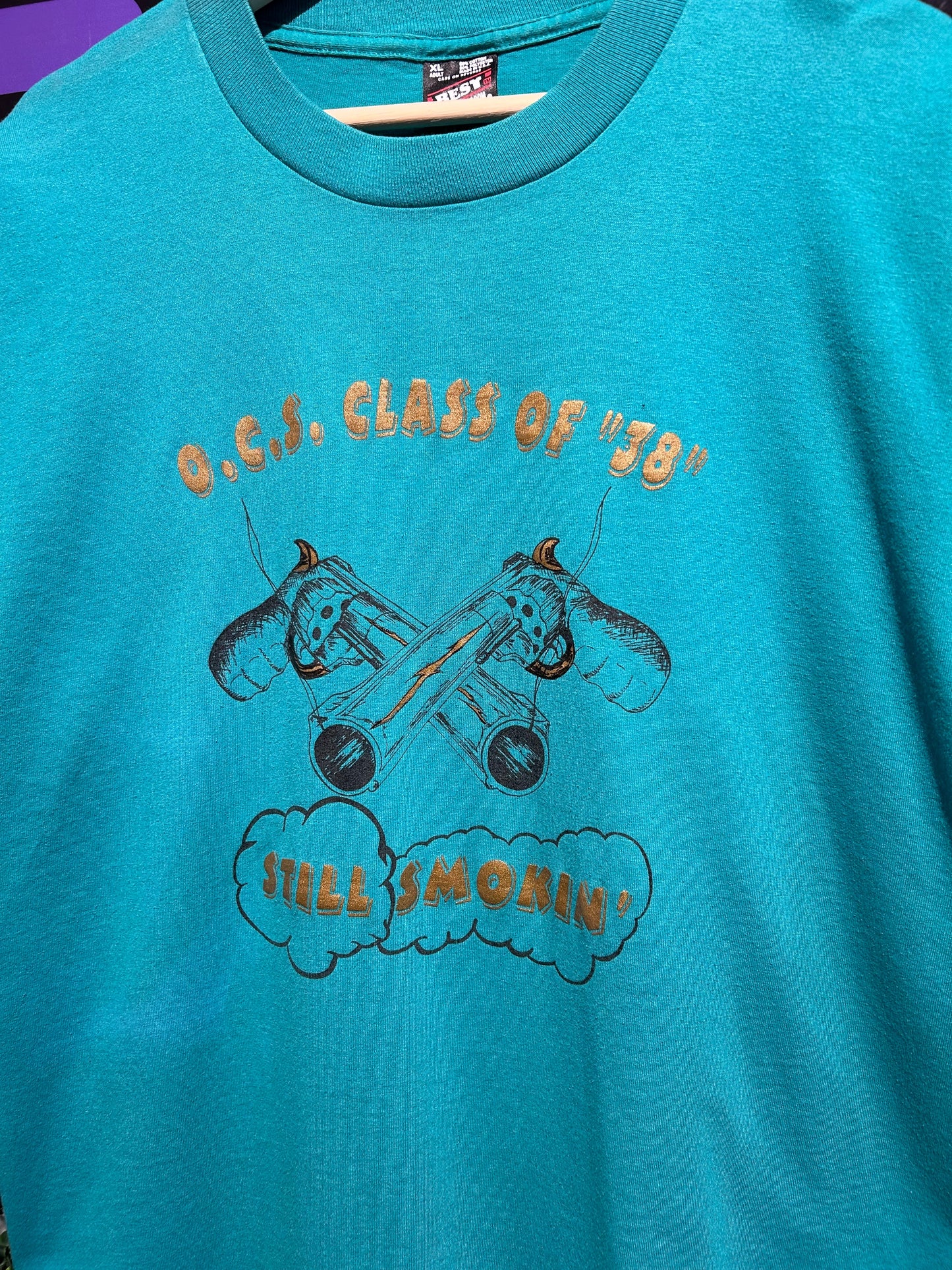 90s O.C.S. Class Of 38’ ‘Still Smokin’ T-Shirt. Size XL