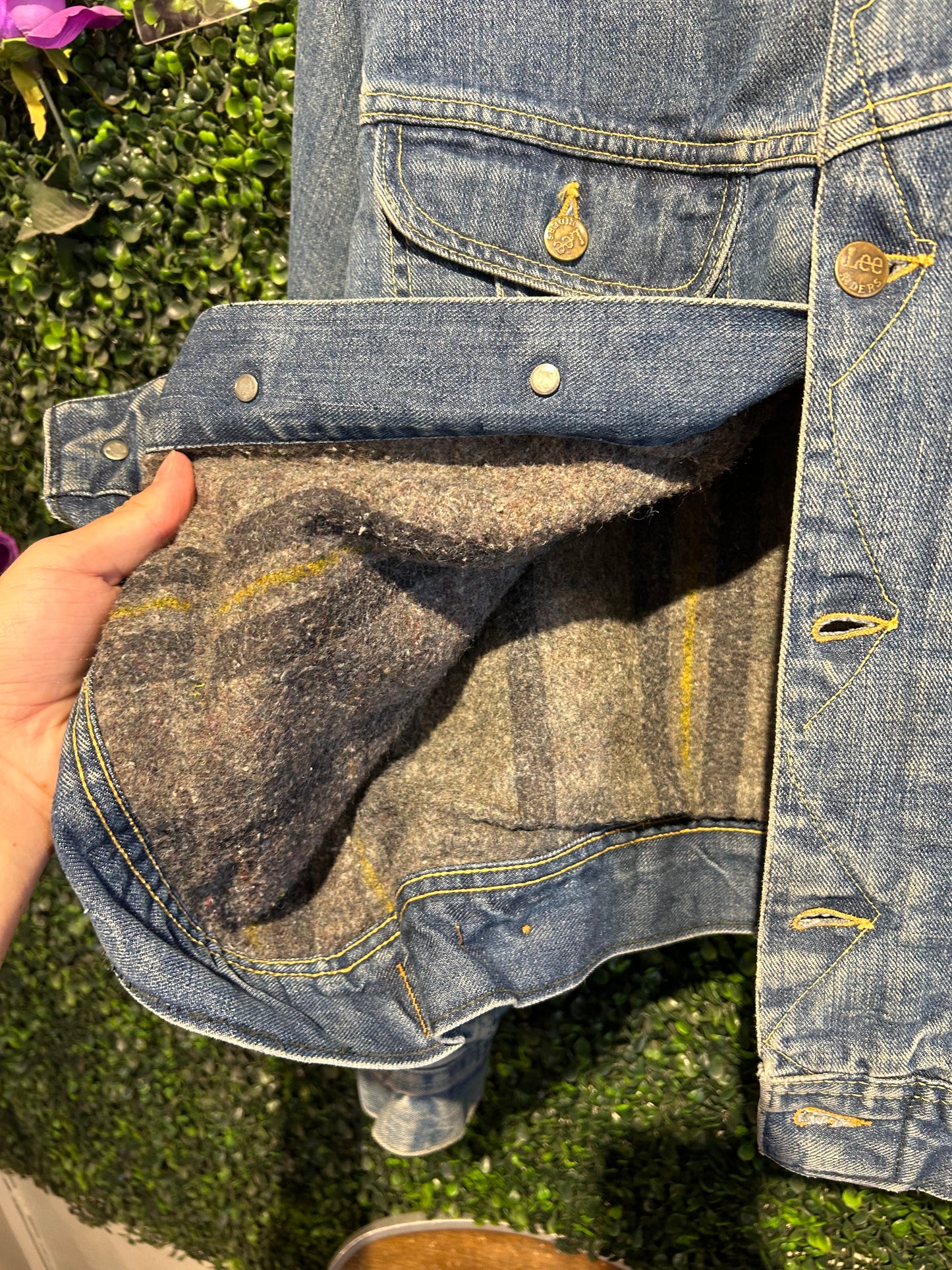 70s Lee Storm Rider Blanked-Lined Union-Made Denim Jacket. Size Large