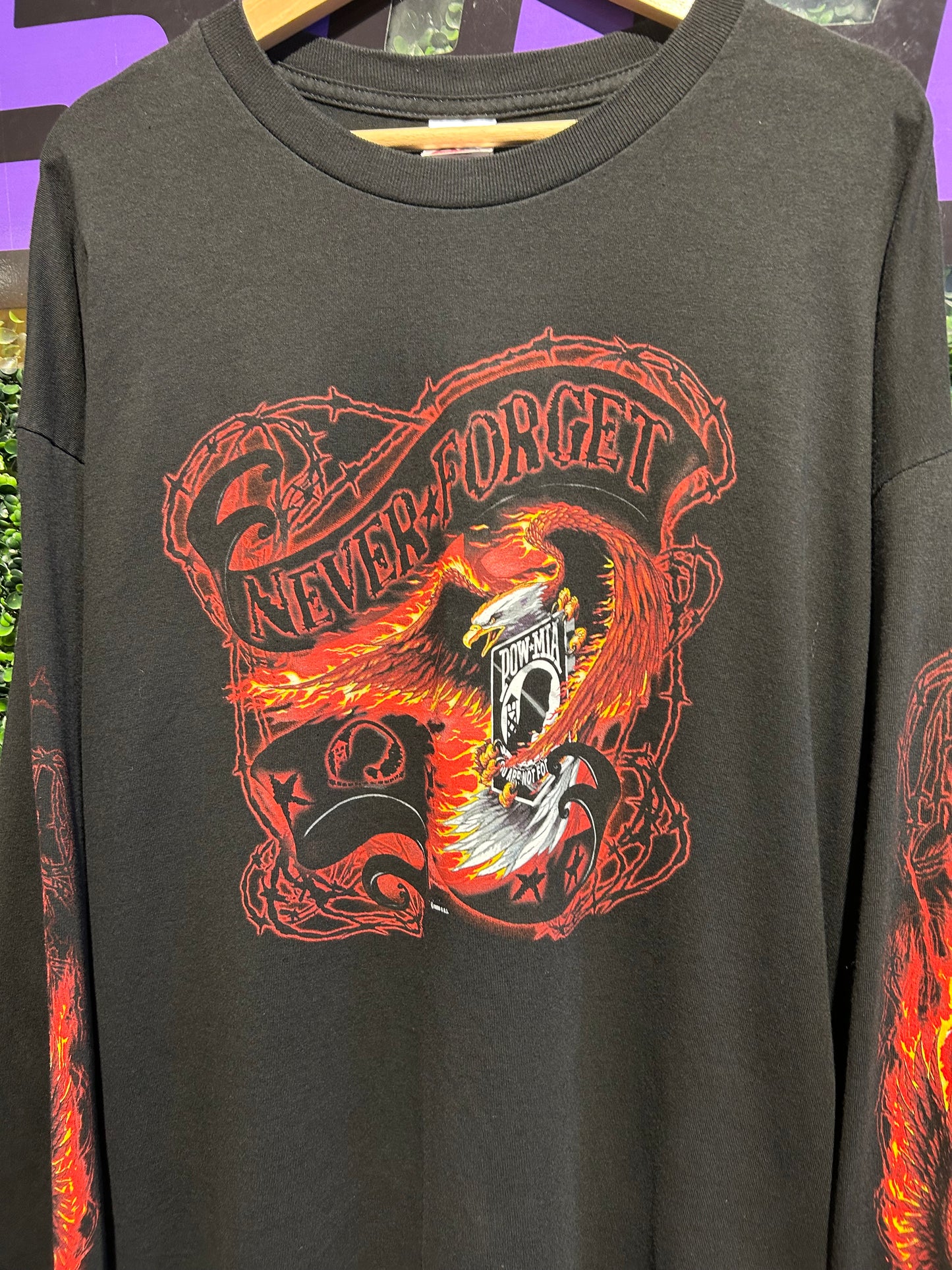 Vintage POW-MIA Flame LS. Shirt. Size XXL