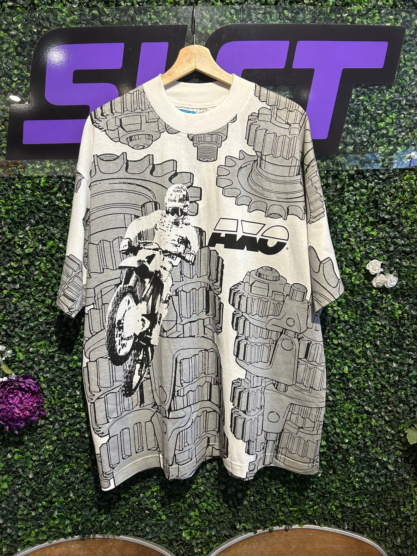 1990 AXO Motorbike All-Over-Print T-Shirt. Size XL
