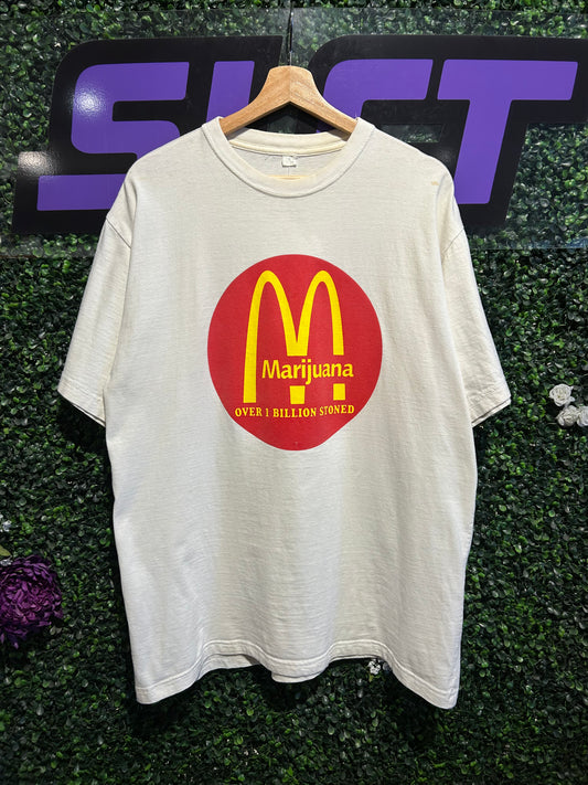 Vintage Marijuana “Over 1 Billion Stoned” McDonalds Parody T-Shirt. Size L/XL
