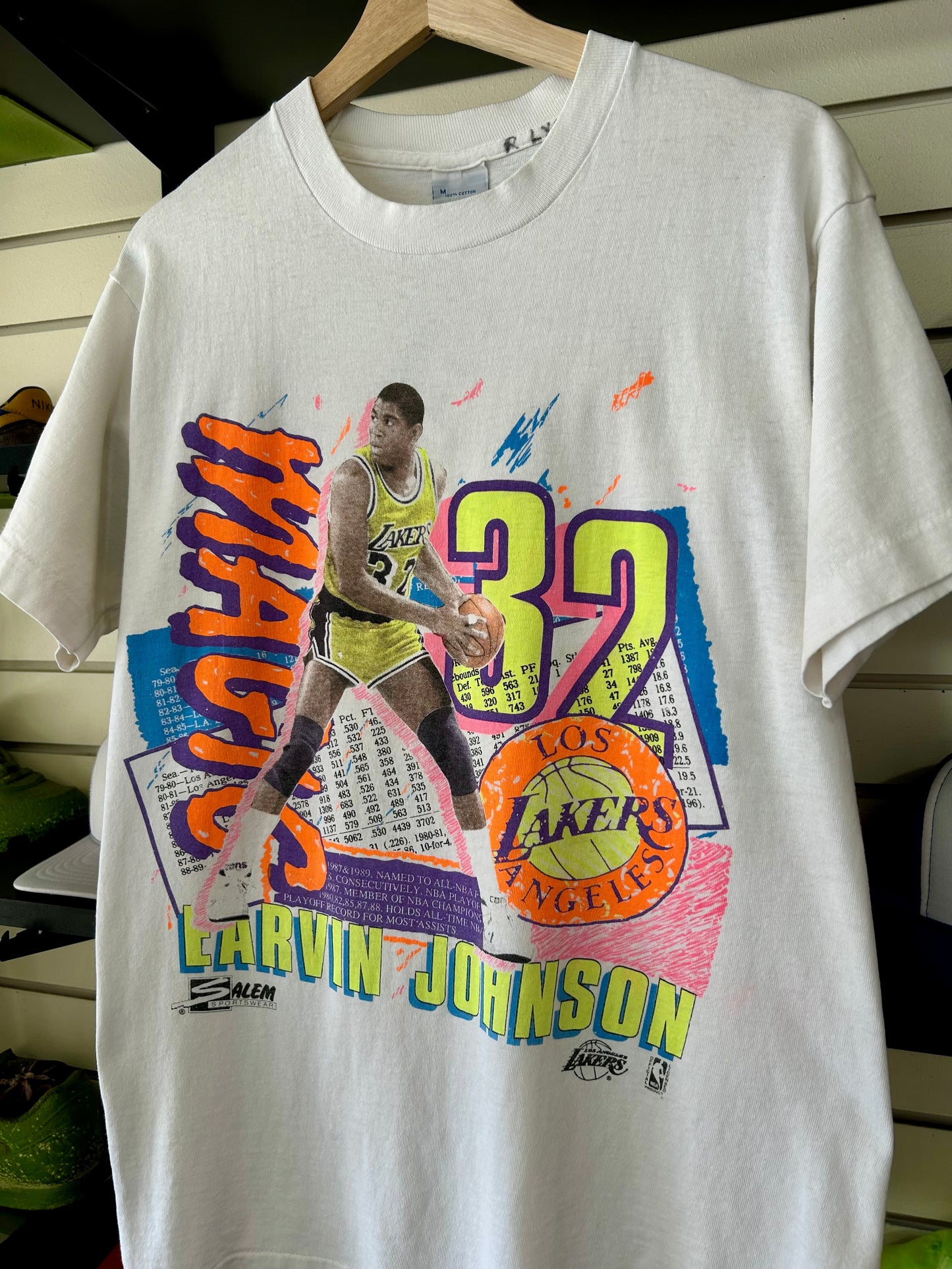 90s Magic Johnson Los Angeles Lakers Salem Sportswear T-Shirt. Size Medium