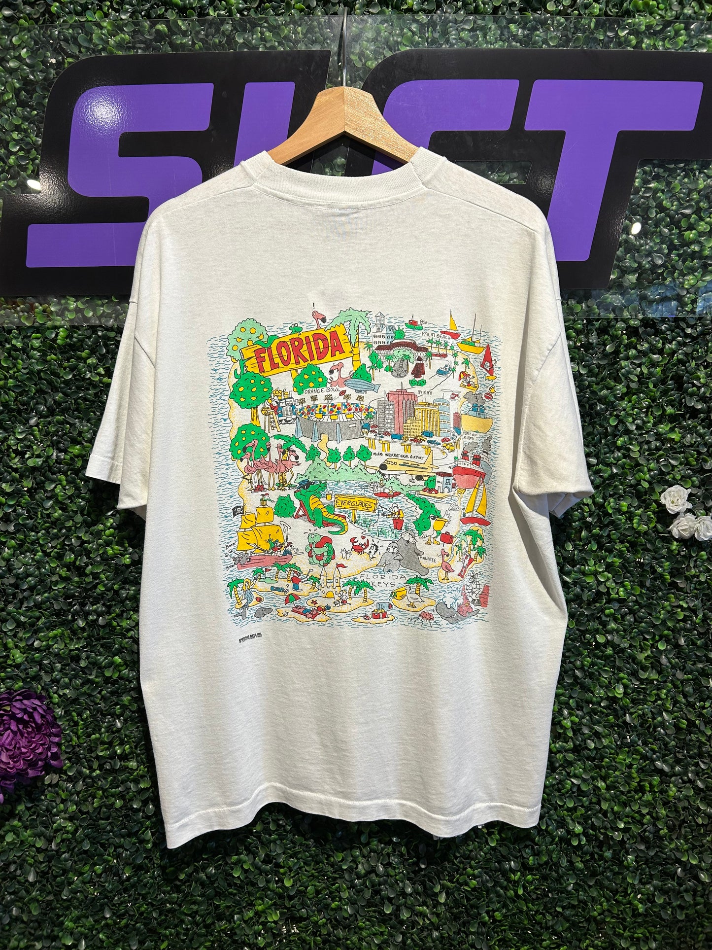 1992 Florida Double-Sided Map T-Shirt. Size L/XL