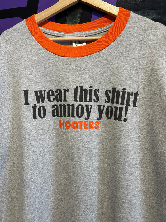 Vintage Hooters Annoy You Ringer T-Shirt. Size XXL