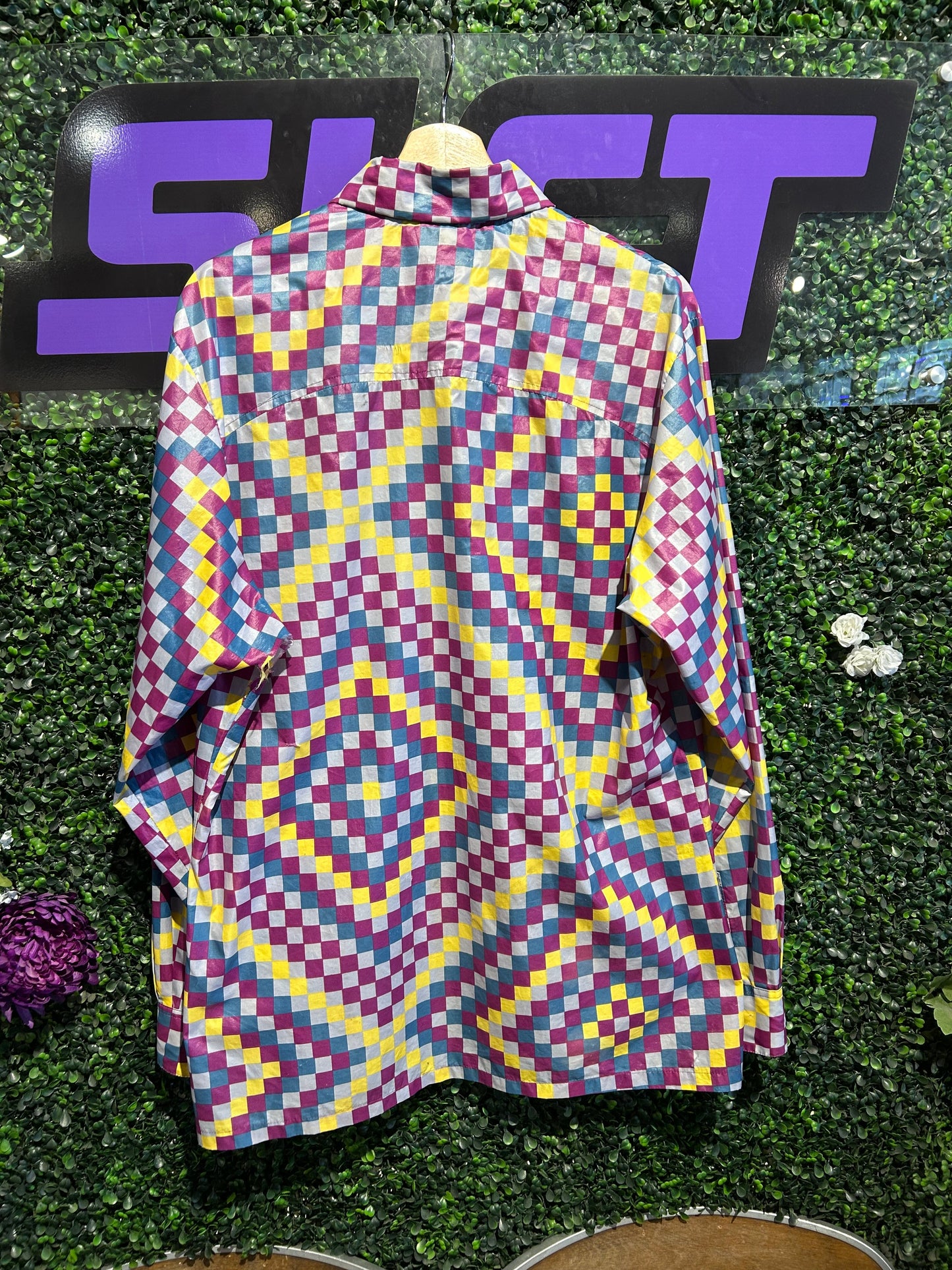 70s Saska Parrott Ski Co. Nylon Button-Up Shirt. L/XL