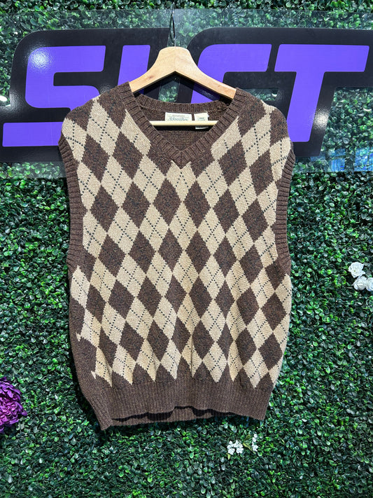 Vintage St. John’s Bat Argyle Sweater Vest. Size Large