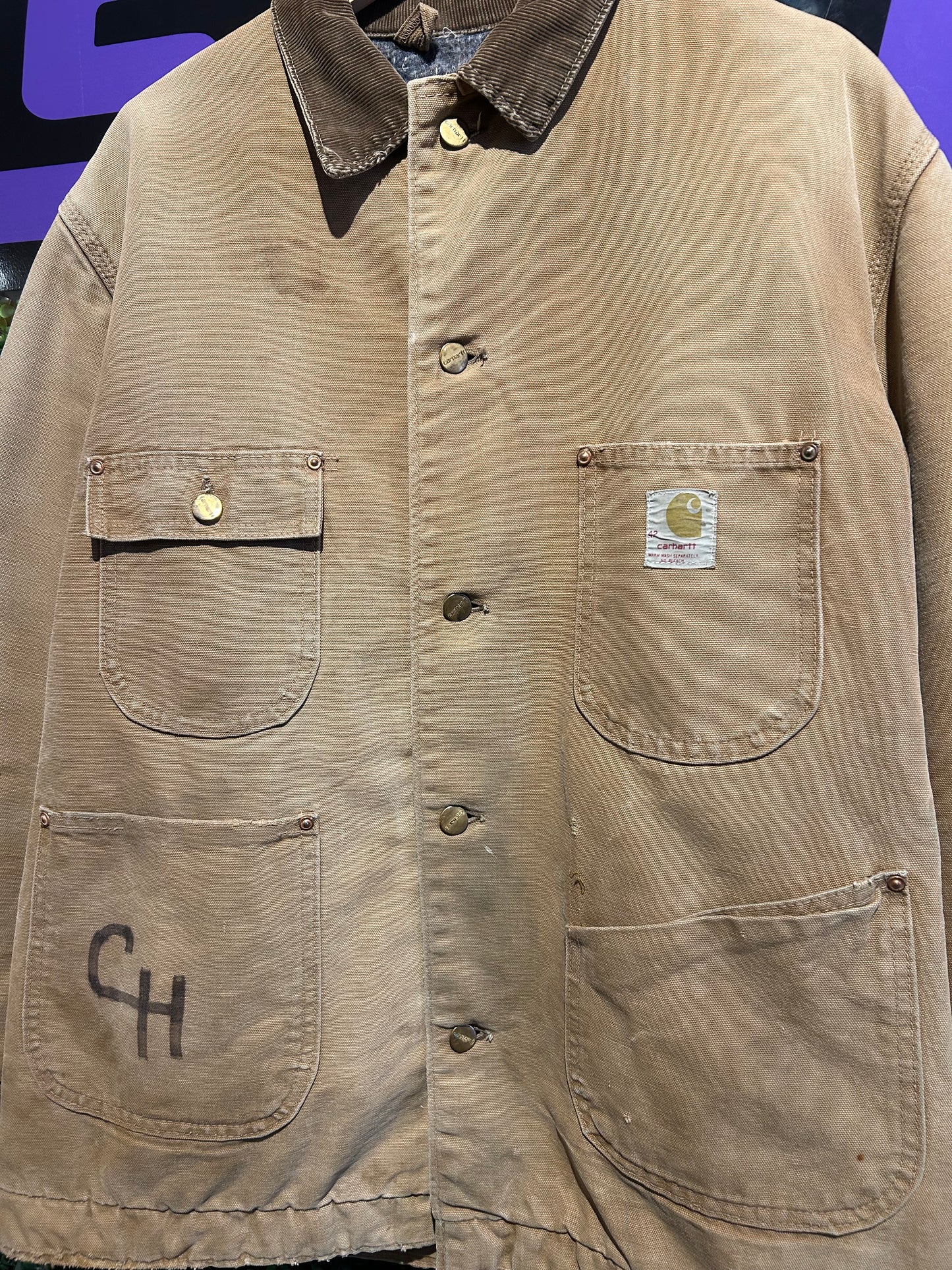 70s Carhartt Blanket-Lined Collared Jacket. Size Large
