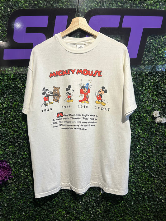 90s Mickey Mouse Through The Years T-Shirt. Size L/XL