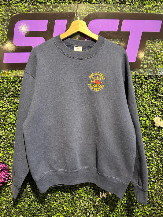 90s Des Moines Fire Rescue Crewneck. Size Large