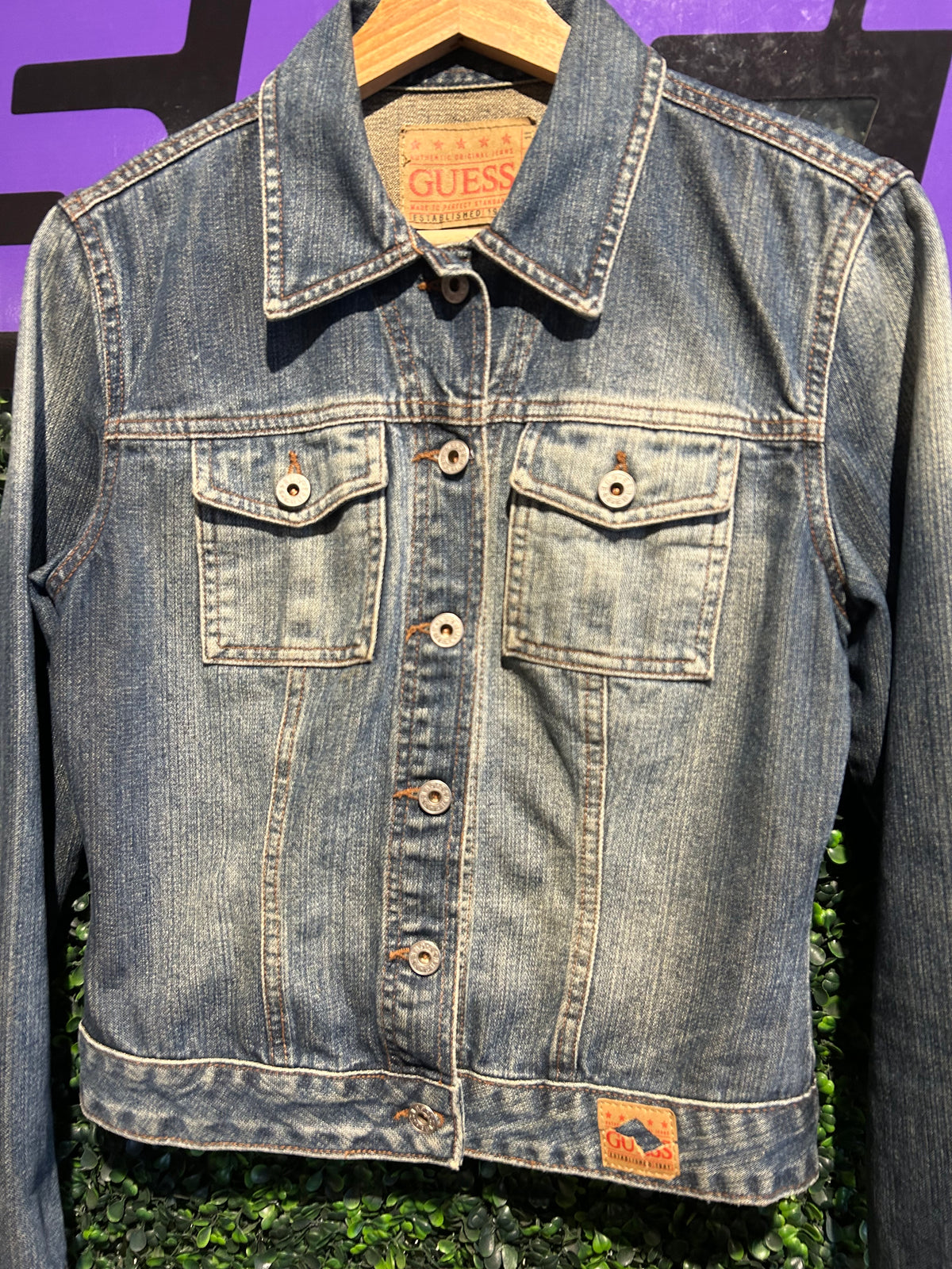 Vintage Guess Denim Button-Up Jacket. Size Small