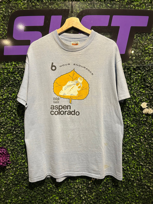 1981 MRA Aspen Colorado 6 Hour Endurance Race T-Shirt. Size XL