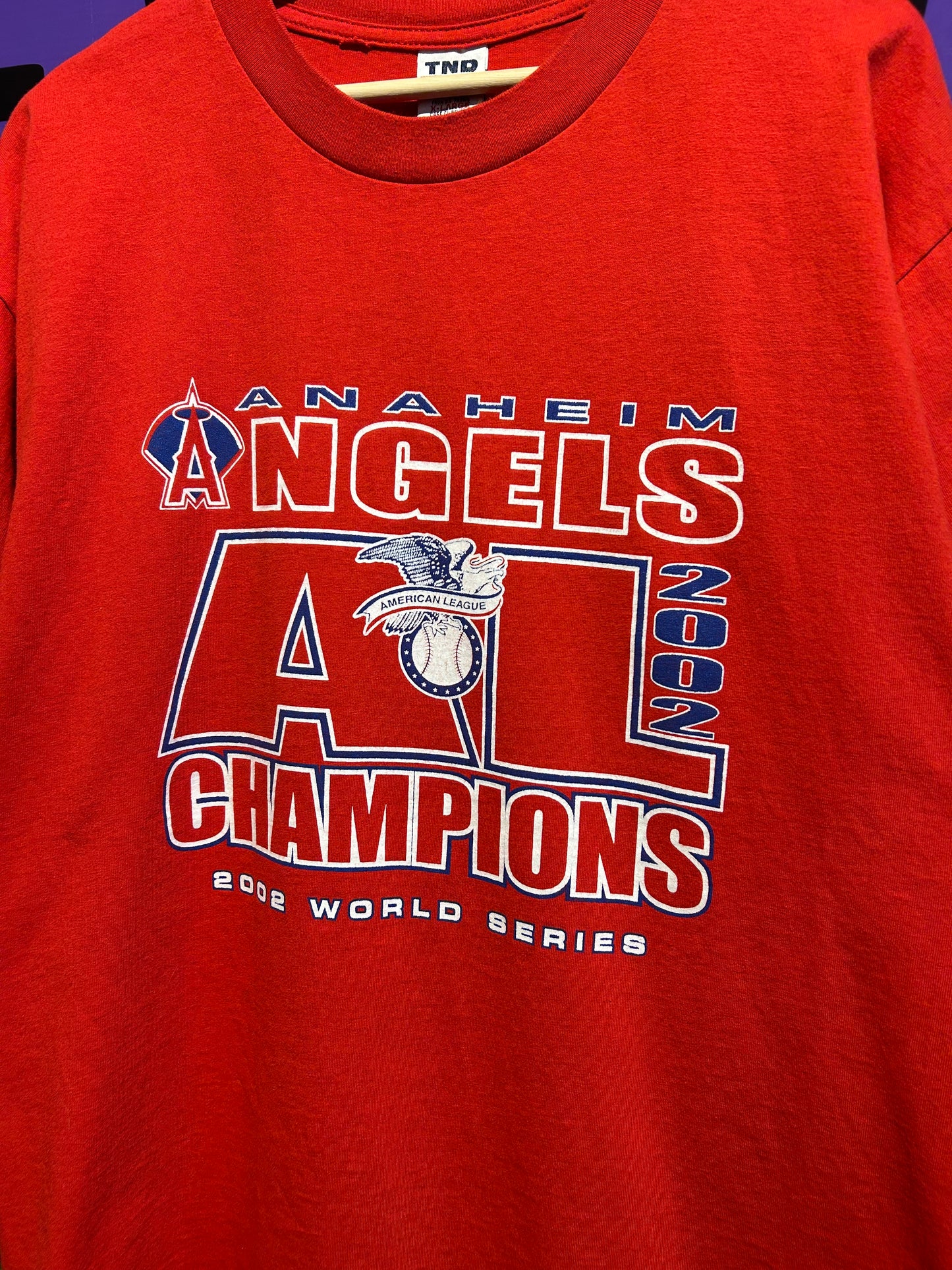 2002 Anaheim Angels American League Champions T-Shirt. Size XL