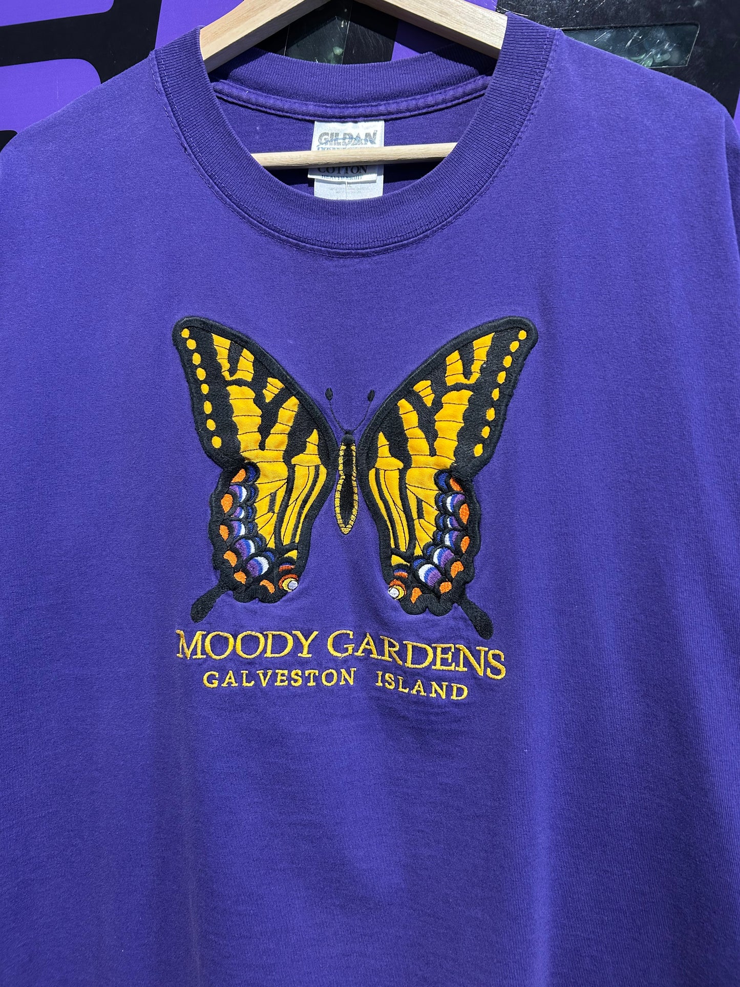 Vintage Moody Gardens Embroidered Butterfly T-Shirt. Size XL