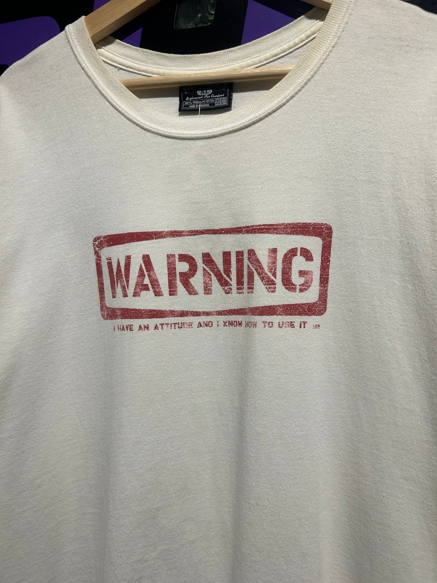 Vintage Warning I Have An Attitude T-Shirt. Size XL