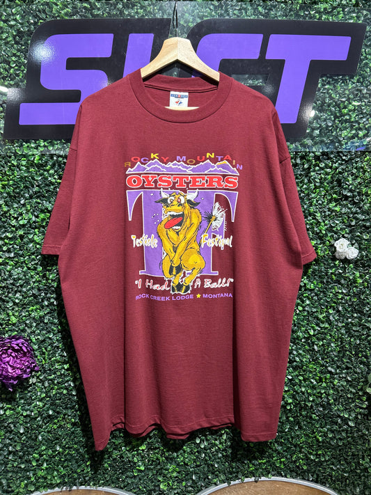 Vintage Testicle Festival Rocky Mountain Oyster T-Shirt. Size XL