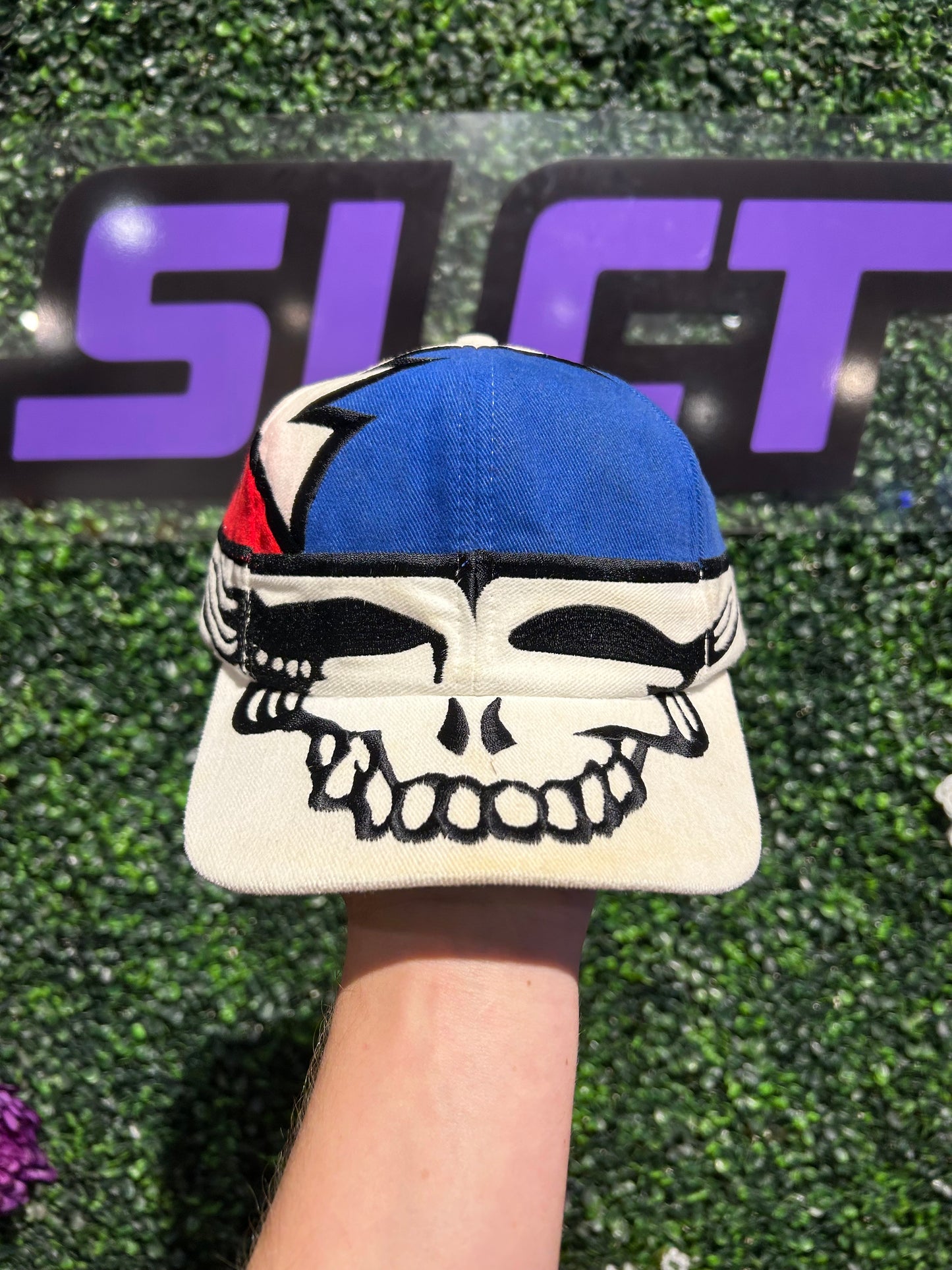 1996 Grateful Dead Liquid Blue Steal Your Face Strap-Back Hat