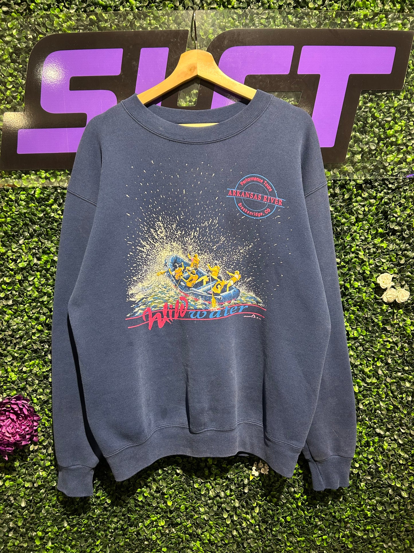 90s Arkansas River Wild Water Crewneck. Size Large