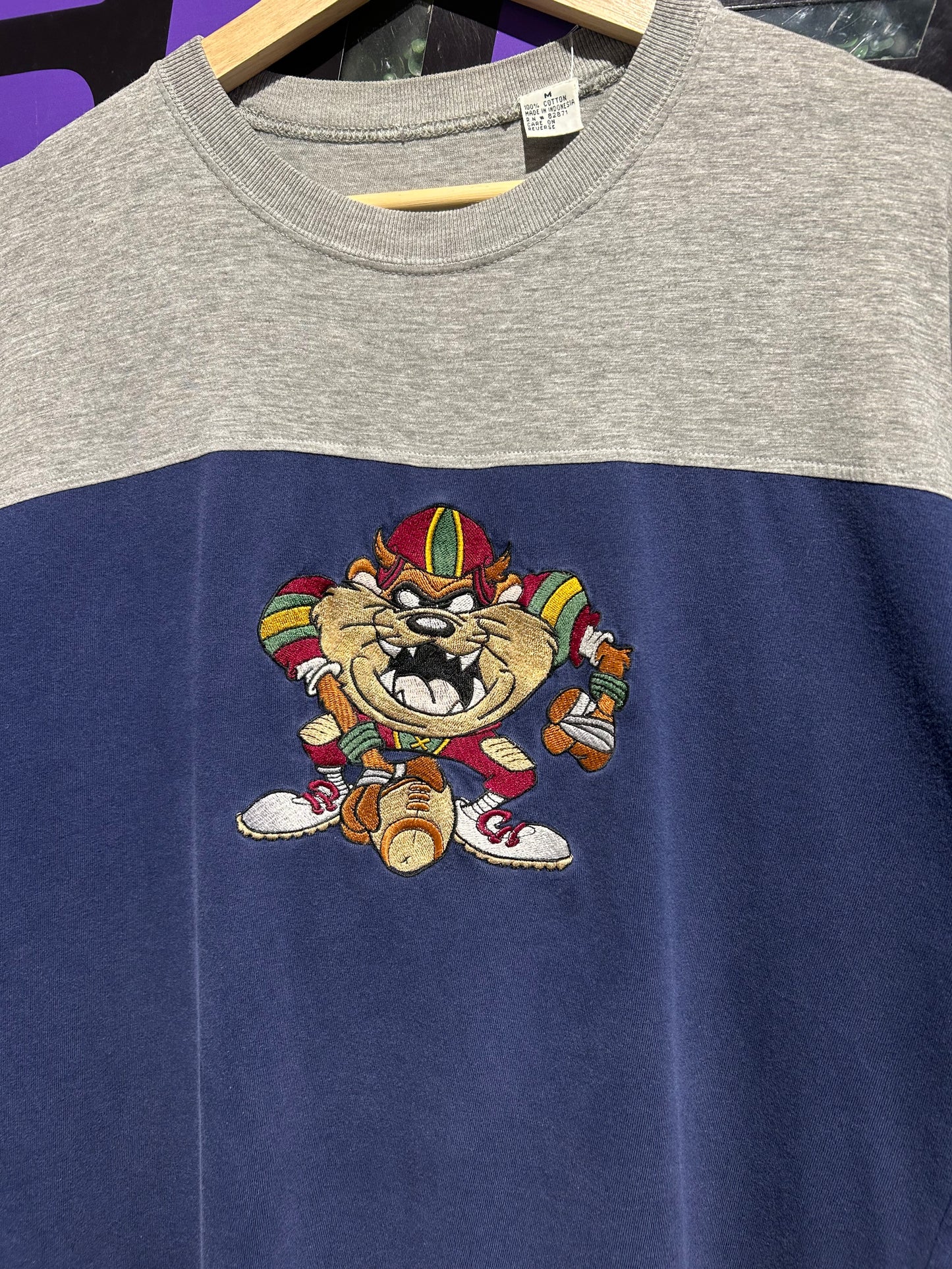 90s Taz Football Embroidered Shirt. Size M/L