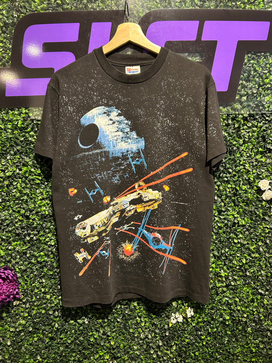 1996 Star Wars Death Star Galaxy AOP T-Shirt. Size S/M