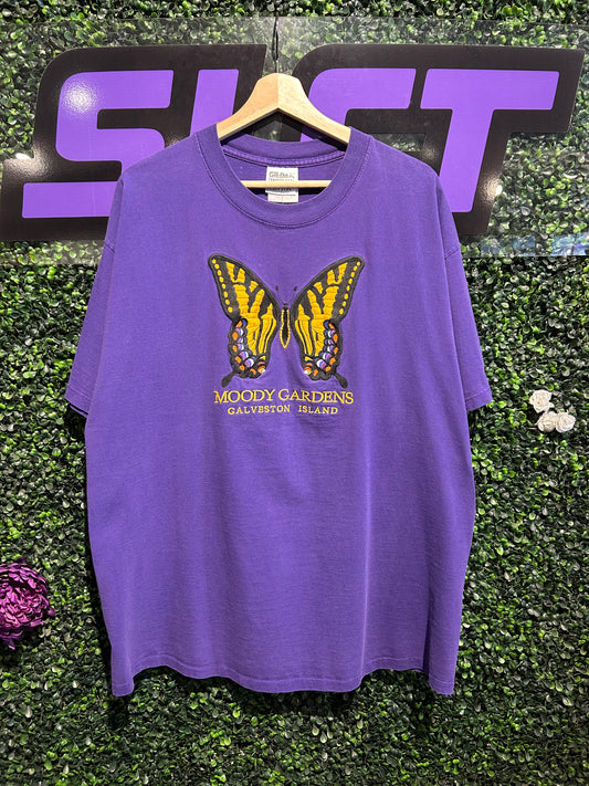 Vintage Moody Gardens Embroidered Butterfly T-Shirt. Size XL