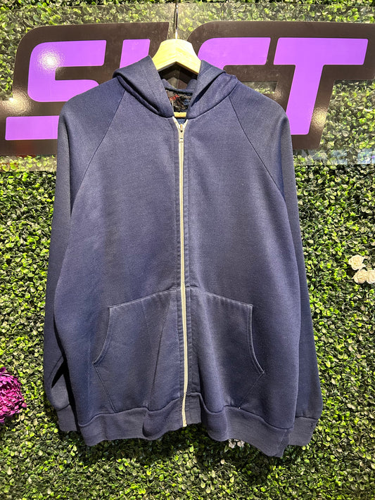 80s Blank Zip-Up Hoodie. Size Large