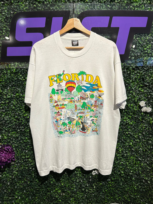 1992 Florida Double-Sided Map T-Shirt. Size L/XL