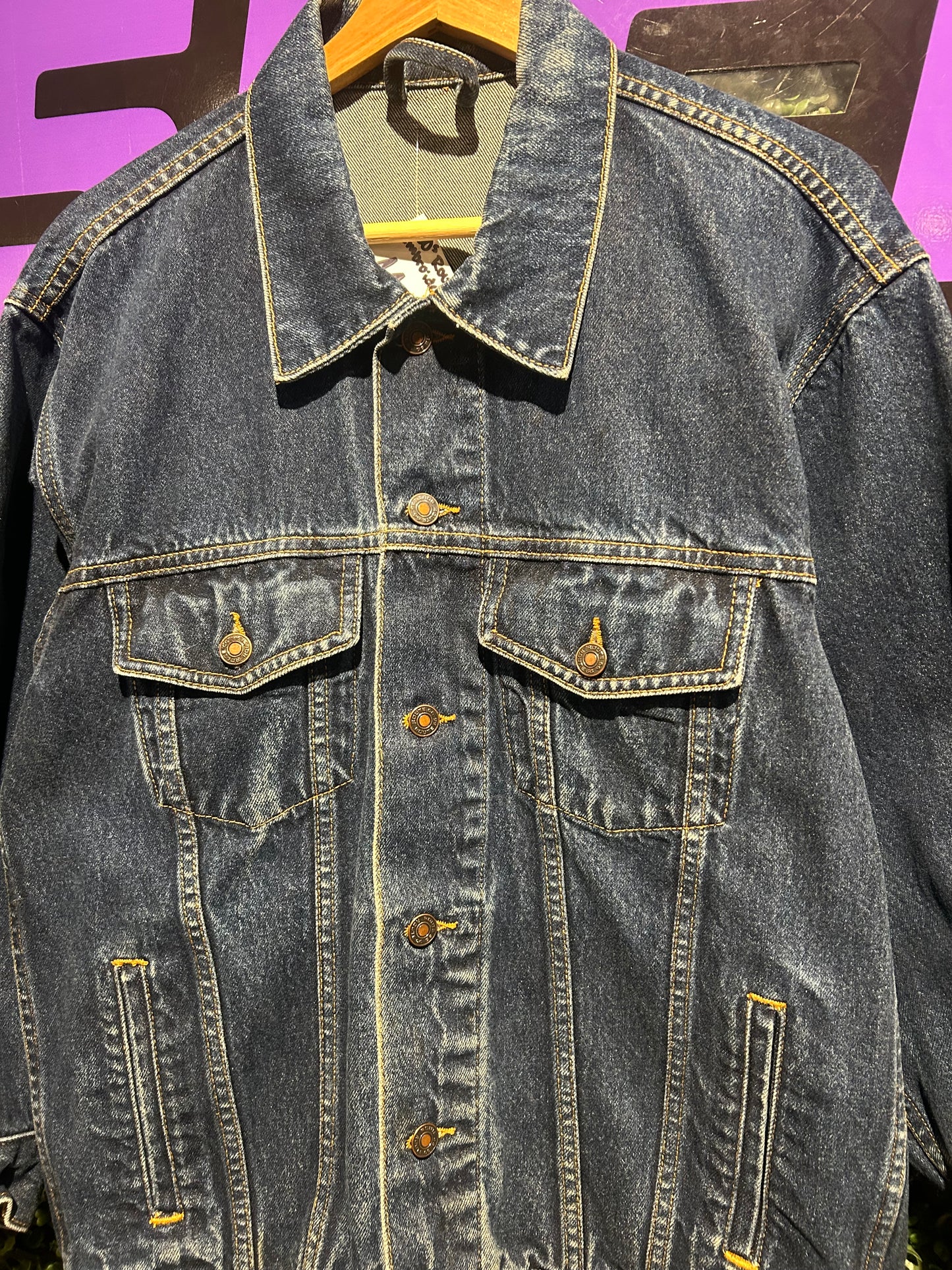 00s Route 66 Custom Embroidered Denim Jacket. Size Medium