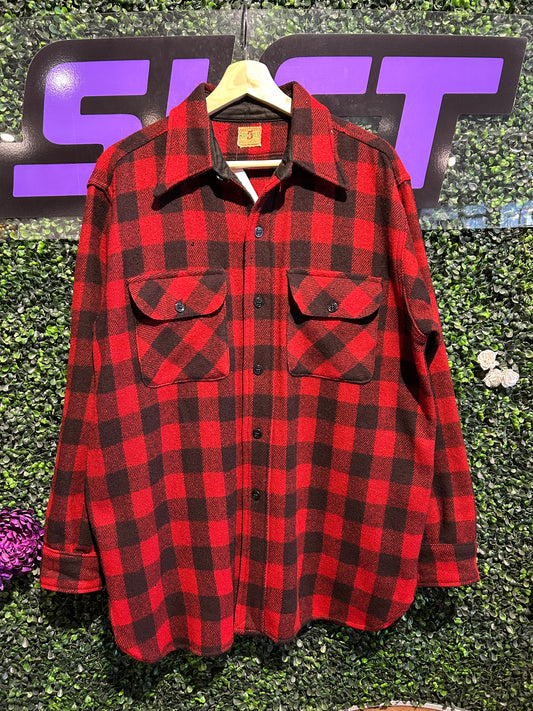 40s 5 Brother Union-Made Button-Up Wool Flannel. Size L/XL