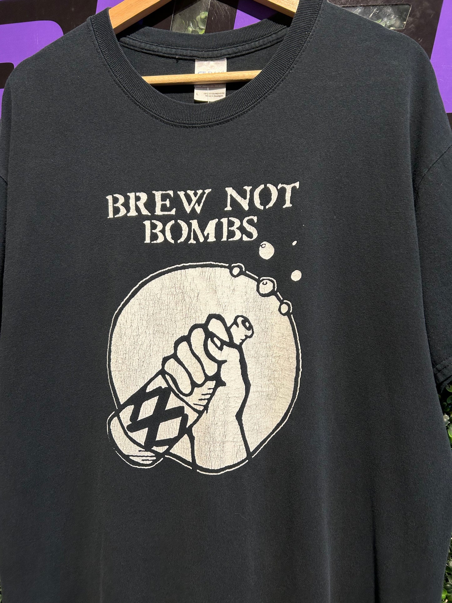 00s Brew Not Bombs T-Shirt. Size Large